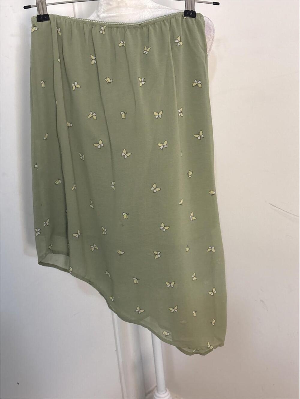 Pink Rose printed sage green asymmetric Butterflies Y2K Feminine Whimsical Small - Picture 7 of 9